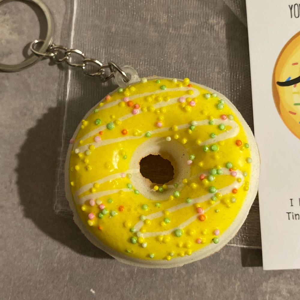 Yellow Sprinkle Donut Squishy Keychain - Picture 2 of 6